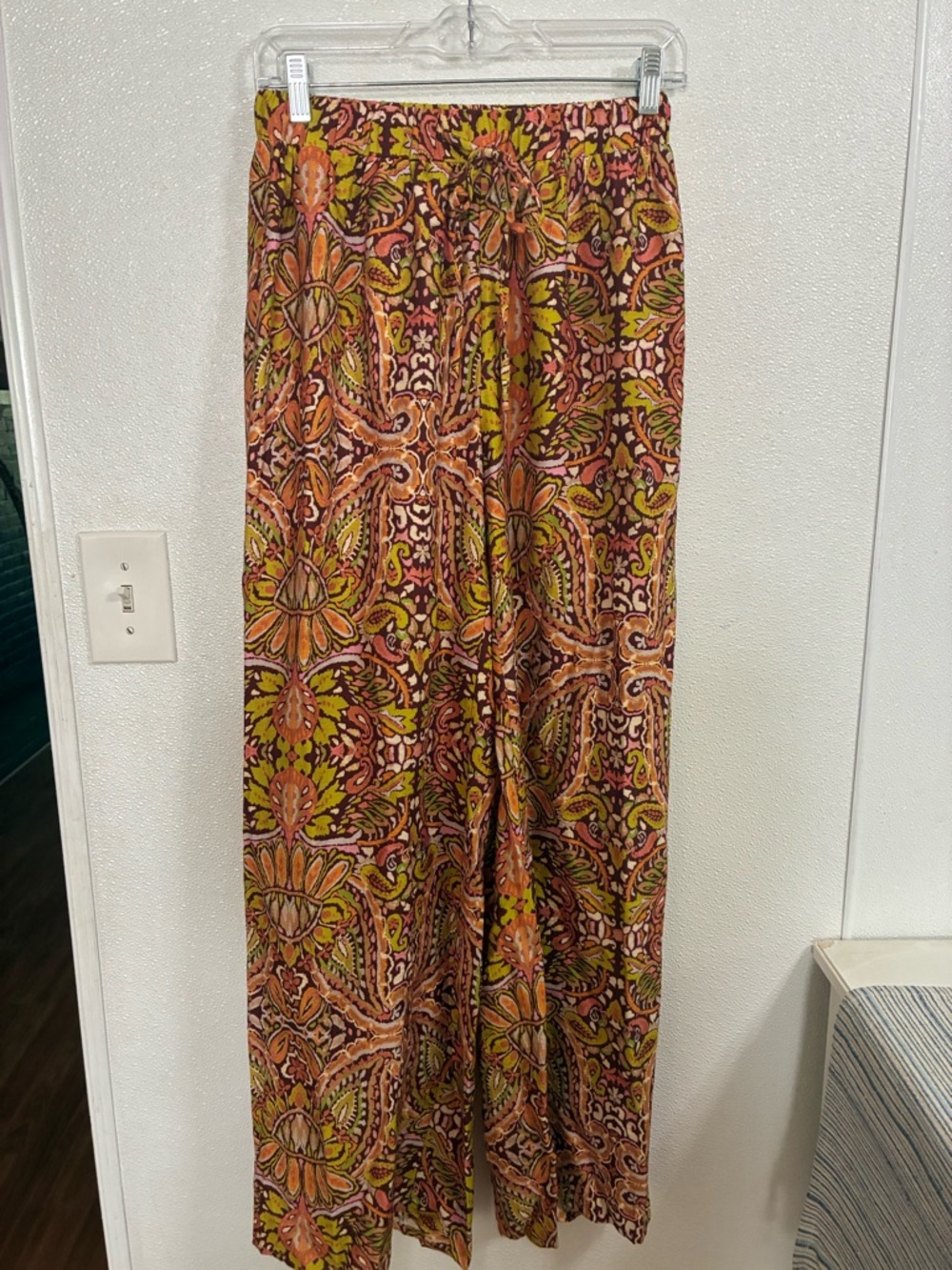 Vici Boho Floral Palazzo Pants in Orange, Olive & Brown M